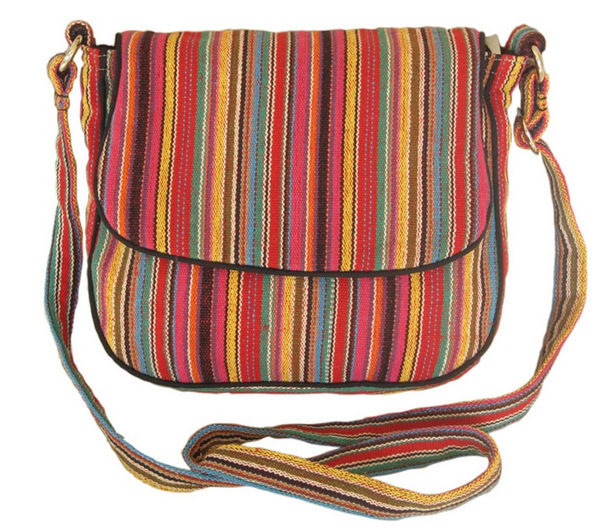 Leaf & Fiber 'Solara' Eco-Friendly Messenger Bag - Red Stripes