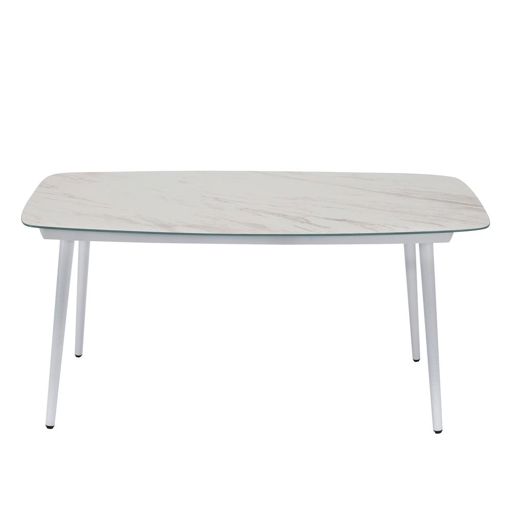 LeisureMod Spencer Modern Outdoor Patio Marble Top 63" Dining Table ST63W