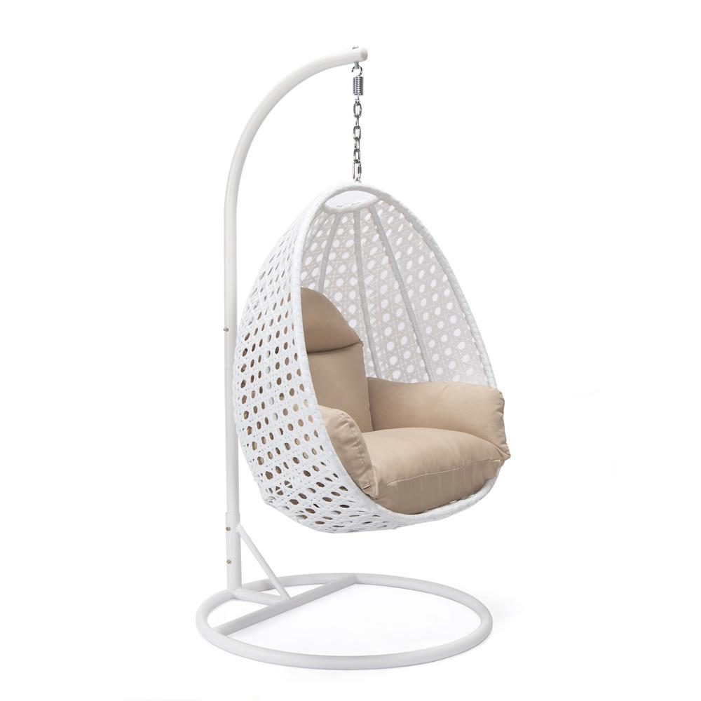 LeisureMod Wicker Hanging Egg Swing Chair, Blue