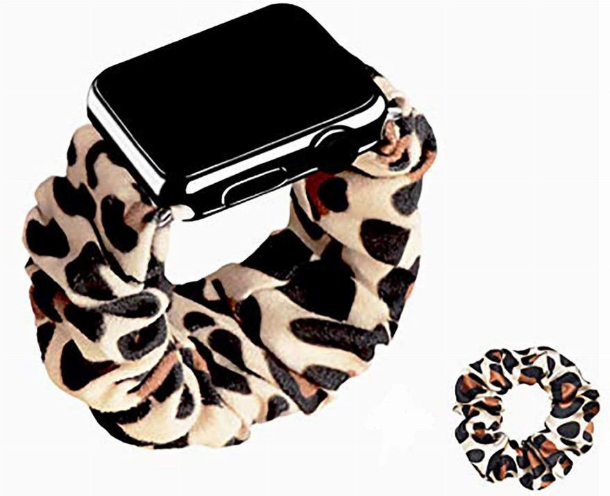 Elastic Scrunchie Apple Watch Band - 42/44 Leopard