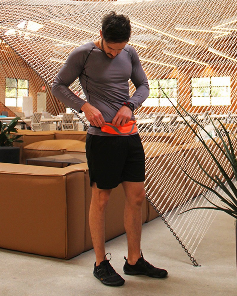 Rhythm Water-Resistant Sport Waist Pack Running Belt with Reflective Strip - Orange