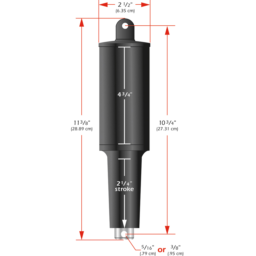 Lenco 101XD Extreme Duty Actuator - 24v - 2 1/4" Stroke - 3/8" Hardware