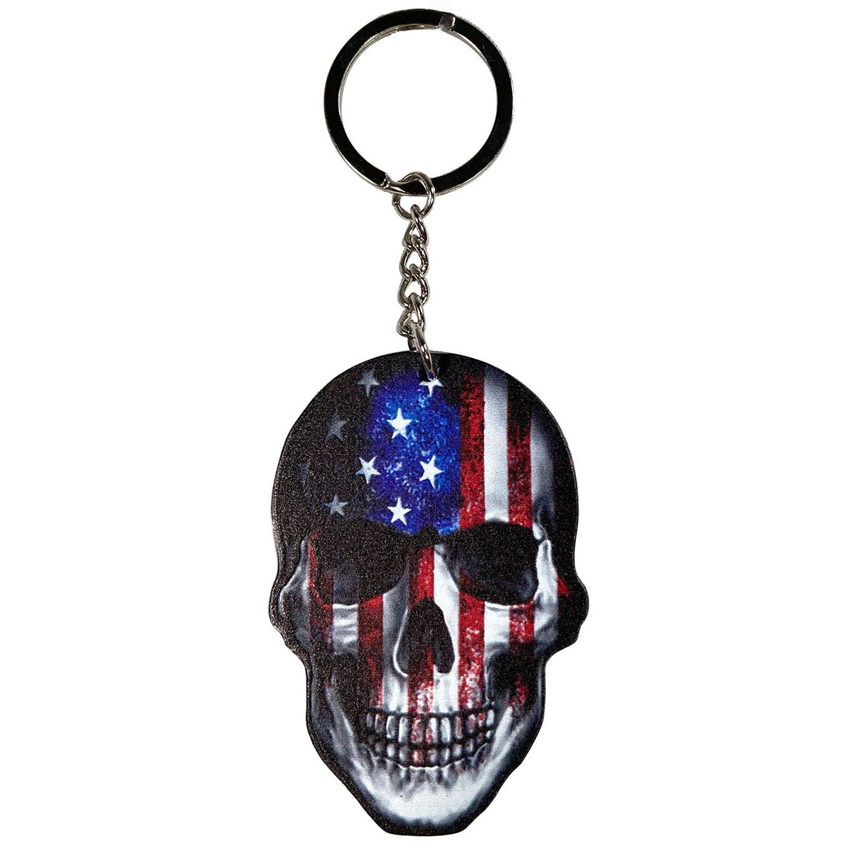 USA Flag Skull Keychain