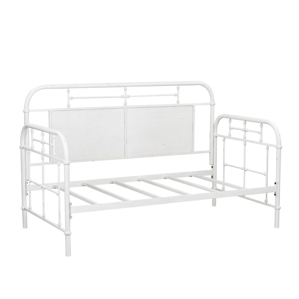 Twin Metal Day Bed - Antique White, Distressed Metal Finish