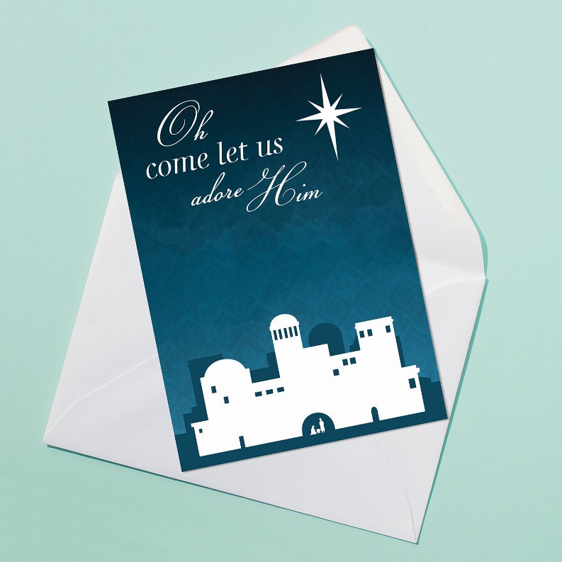 Oh Come Let Us Adore Him Christmas Card
