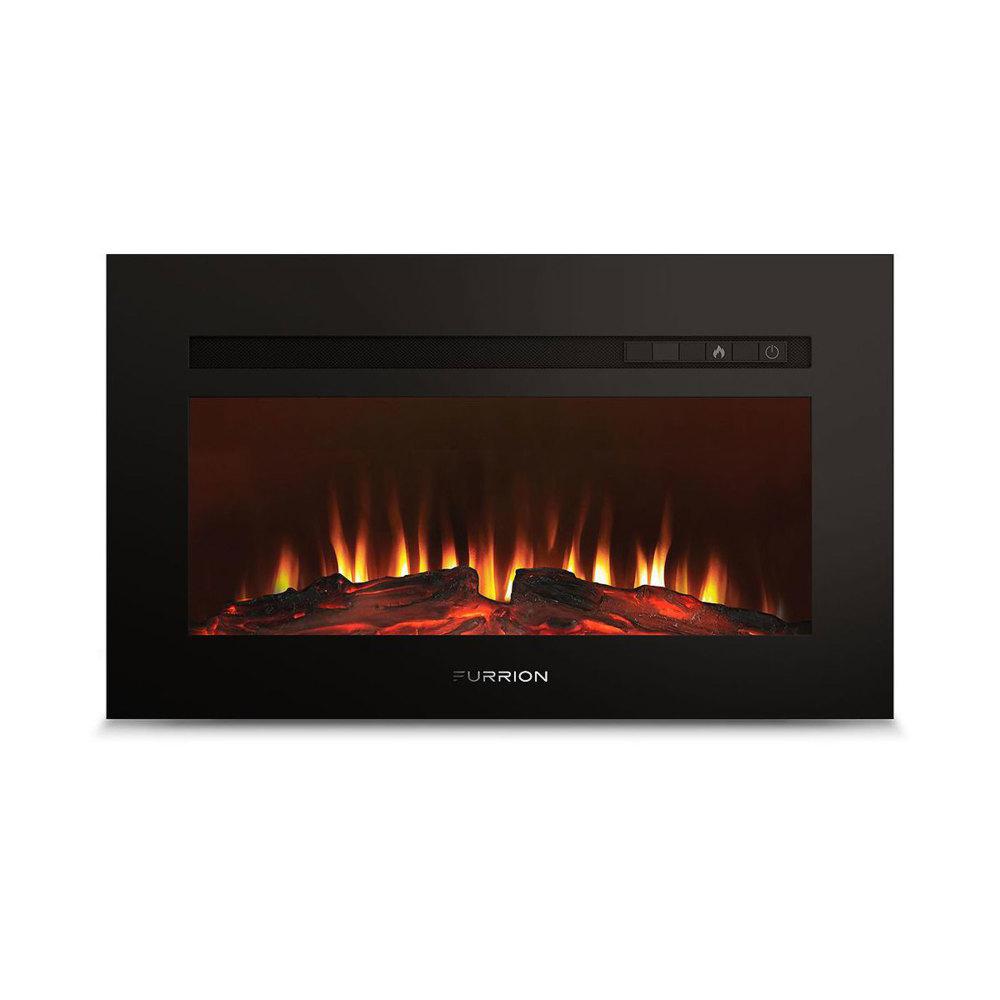 30IN FLAT BUILDIN FIREPLACE W/WOOD FLAME 1500W BLK