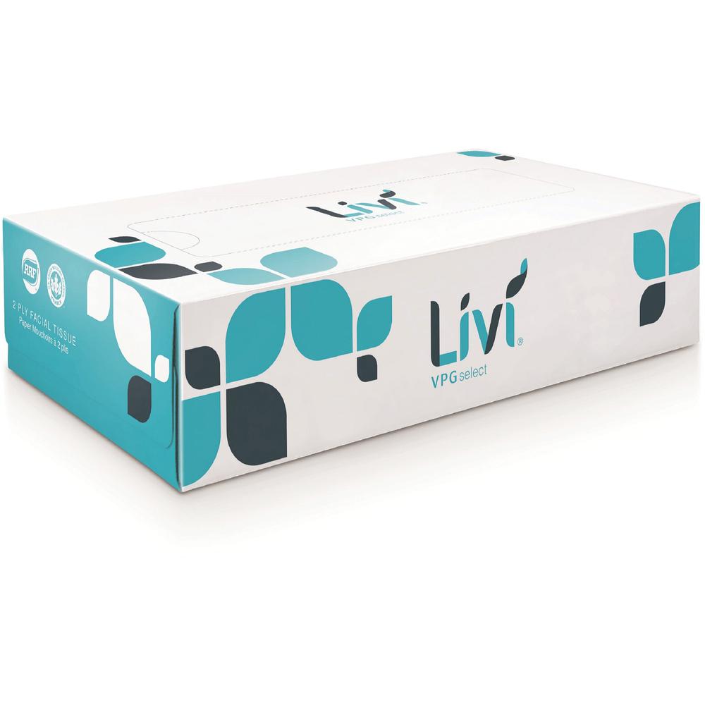 Livi Solaris Paper 2-ply Facial Tissue - 2 Ply - 8.37" x 8.07" - White - Virgin Fiber - Soft, Eco-friendly, Embossed - For Face 