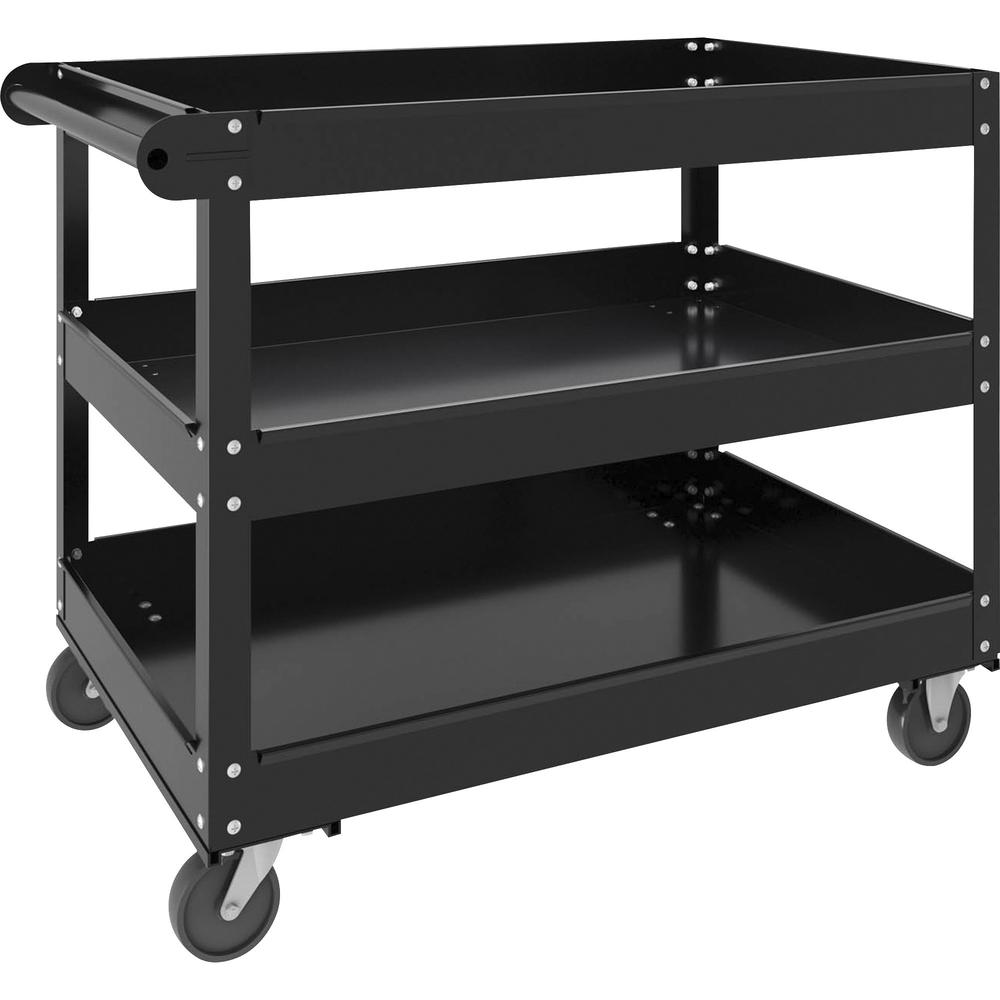 Lorell 3-shelf Utility Cart - 3 Shelf - 400 lb Capacity - 4 Casters - Steel - x 24" Width x 30" Depth x 32" Height - Black - 1 E