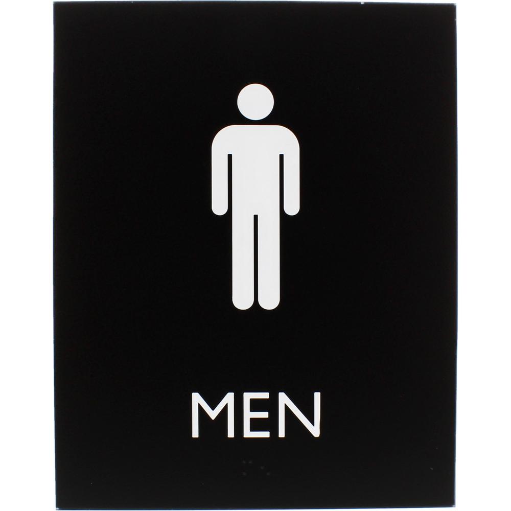 Lorell Restroom Sign - 1 Each - Men Print/Message - 6.4" Width x 8.5" Height - Rectangular Shape - Easy Readability, Braille - P