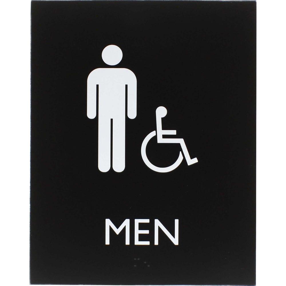 Lorell Restroom Sign - 1 Each - Men Print/Message - 6.4" Width x 8.5" Height - Rectangular Shape - Easy Readability, Braille - P