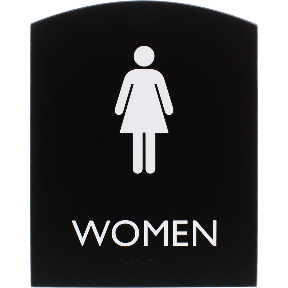 Lorell Restroom Sign - 1 Each - Women Print/Message - 6.8" Width x 8.5" Height - Rectangular Shape - Easy Readability, Braille -