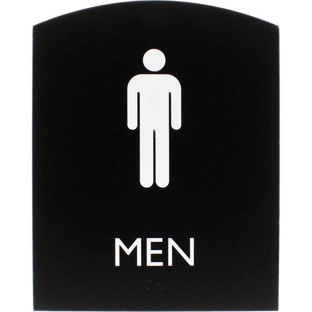 Lorell Restroom Sign - 1 Each - Men Print/Message - 6.8" Width x 8.5" Height - Rectangular Shape - Easy Readability, Braille - P