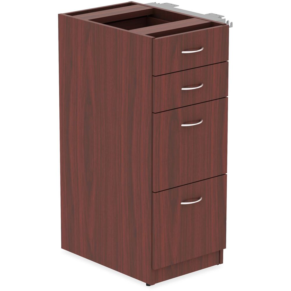 Lorell Relevance Series Mahogany Laminate Office Furniture Storage Cabinet - 4-Drawer - 15.5" x 23.6" x 40.4" - 4 x File, Box Dr