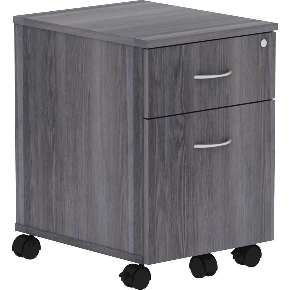 Lorell Relevance Series Charcoal Laminate Office Furniture Pedestal - 2-Drawer - 15.8" x 19.9" x 22.9" - 2 x File, Box Drawer(s)