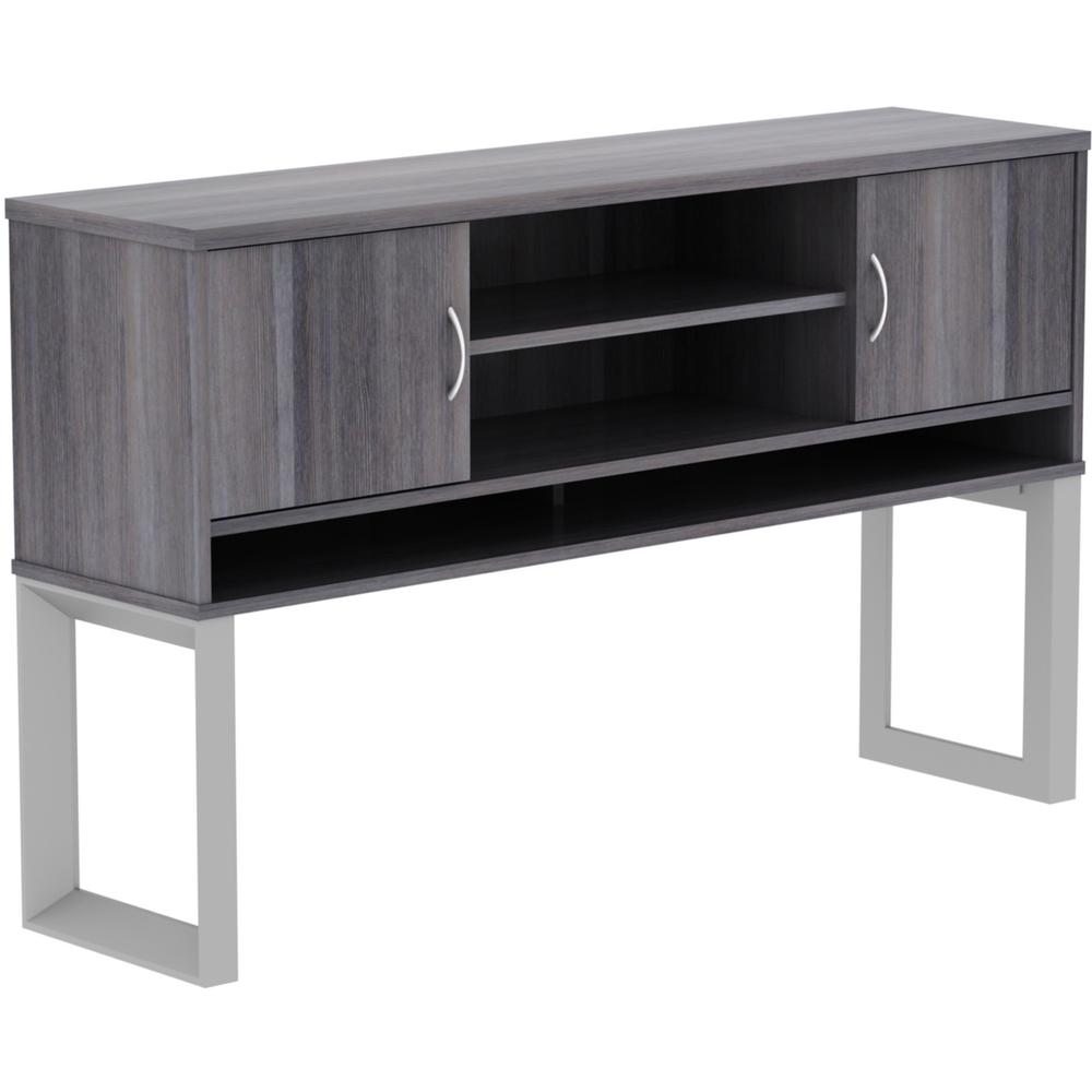 Lorell Relevance Series Charcoal Laminate Office Furniture Hutch - 59" x 15" x 36" - 3 Shelve(s) - Finish: Charcoal, Laminate