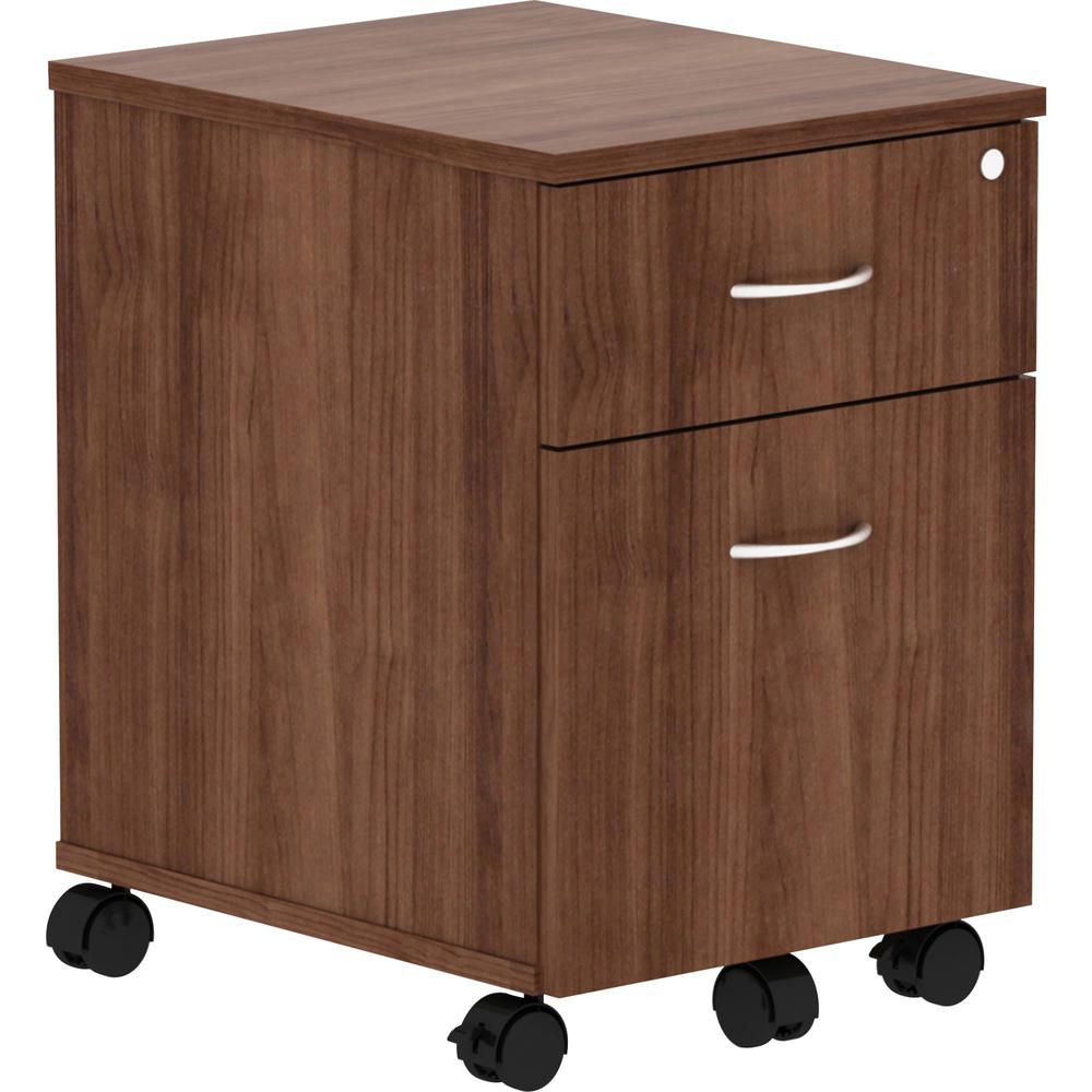 Lorell Relevance Walnut Laminate Mobile Pedestal - 2-Drawer - 15.8" x 19.9" x 22.9" - 2 x File, Box Drawer(s) - Finish: Laminate