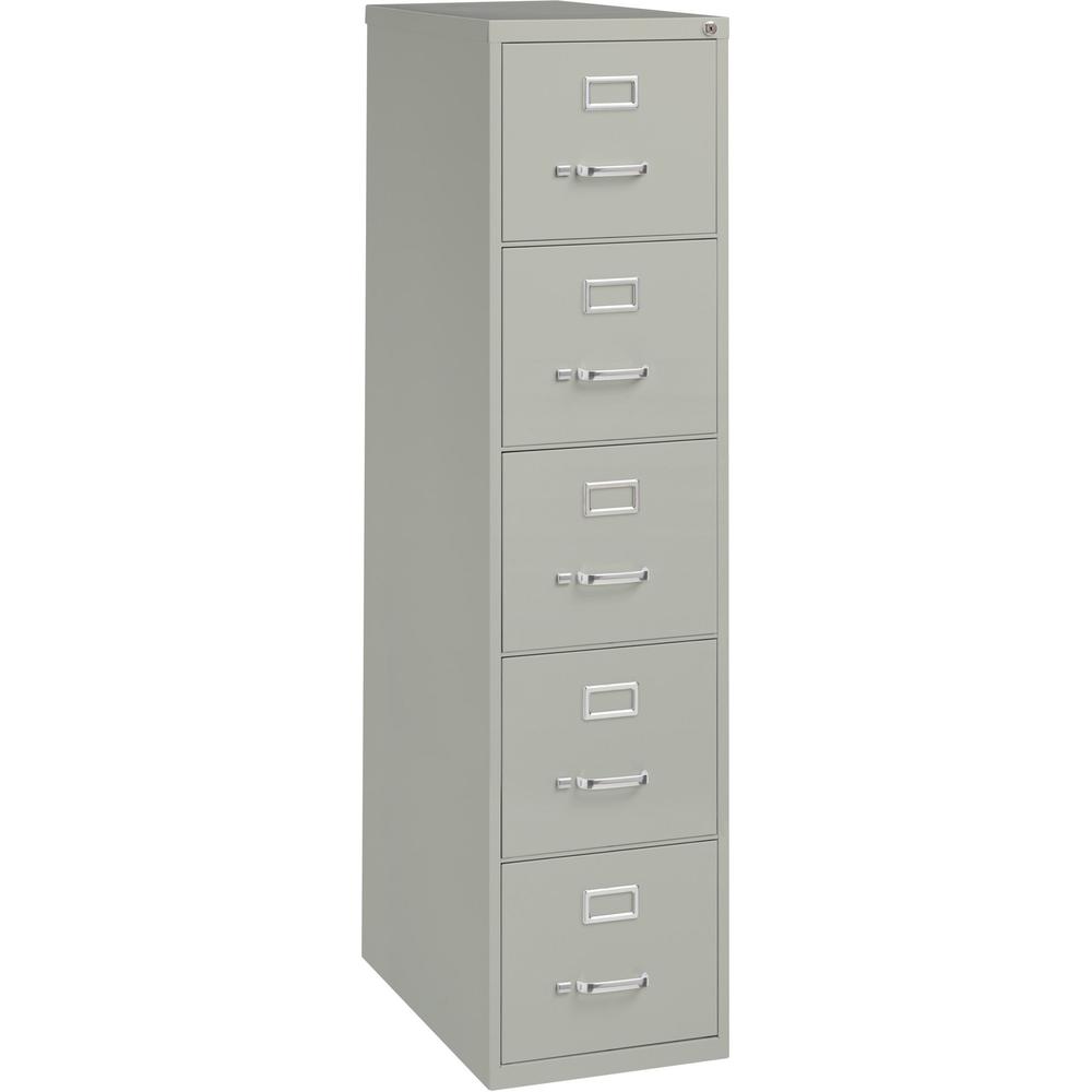 Lorell Commercial Grade Vertical File Cabinet - 5-Drawer - 15" x 26.5" x 61" - 5 x Drawer(s) for File - Letter - Vertical - Secu