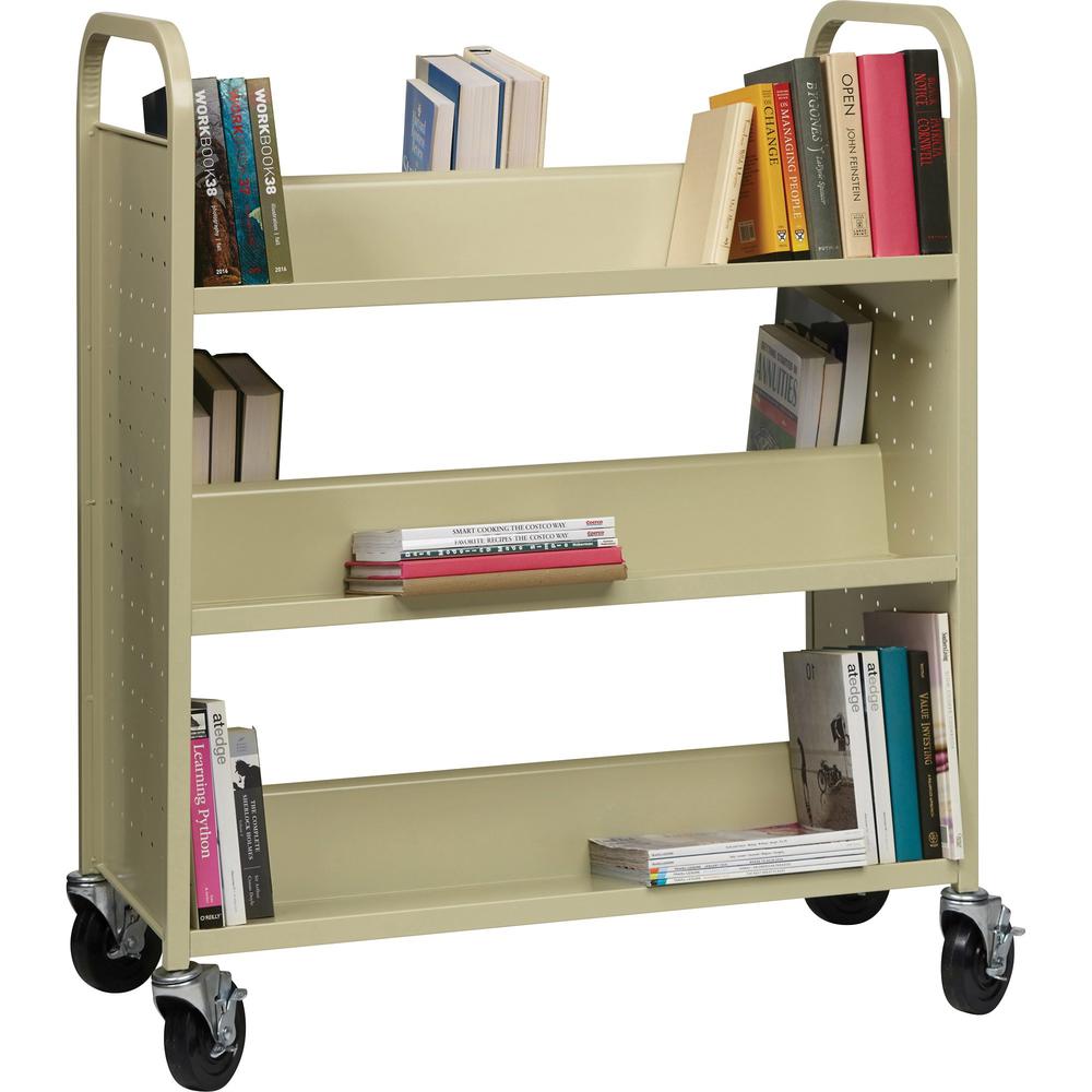 Lorell Double-sided Book Cart - 6 Shelf - 200 lb Capacity - 5" Caster Size - Steel - x 36" Width x 19" Depth x 46" Height - Putt