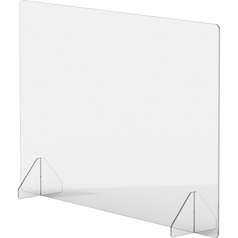 Lorell Social Distancing Barrier - 36" Width x 7" Depth x 24" Height - 1 Each - Clear - Acrylic