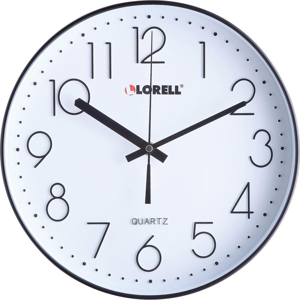 Lorell 12" Quiet Wall Clock - Analog - Quartz - Black