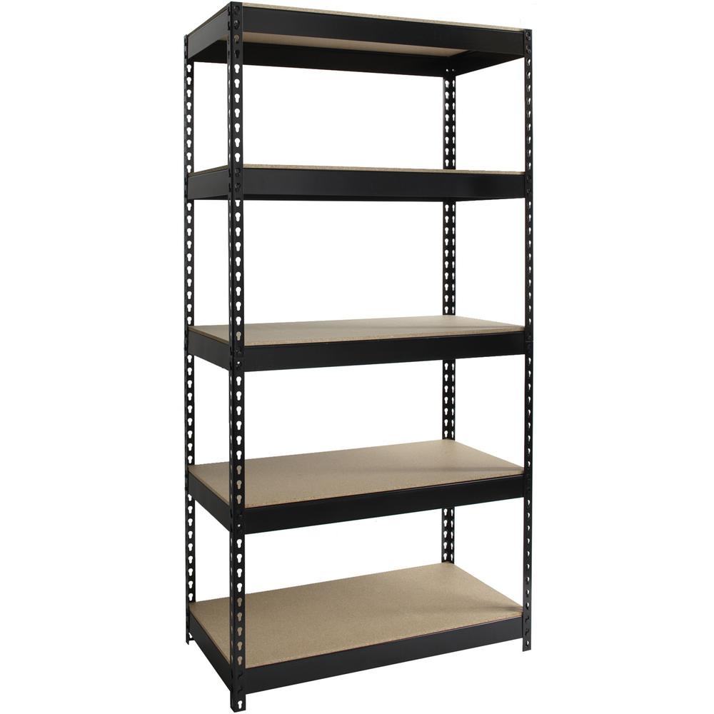 Lorell Riveted Steel Shelving - 5 Compartment(s) - 72" Height x 36" Width x 18" Depth - Heavy Duty, Rust Resistant - 28% Recycle
