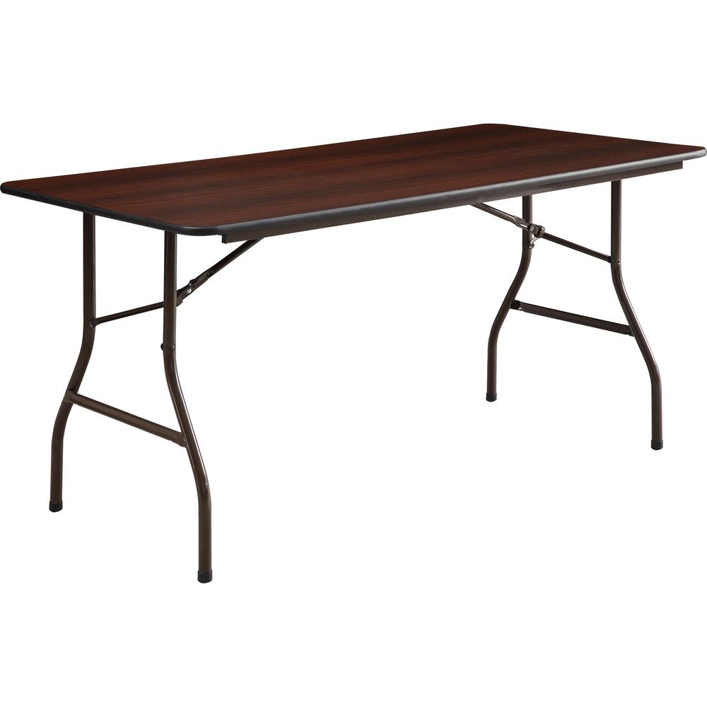 Lorell Economy Folding Table - Melamine Rectangle Top - 60" Table Top Length x 30" Table Top Width x 0.63" Table Top Thickness -