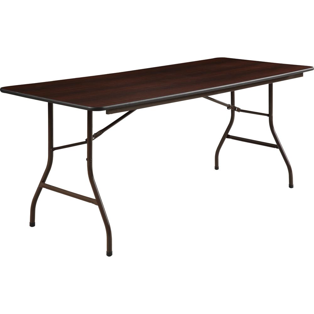 Lorell Economy Folding Table - Melamine Rectangle Top - 72" Table Top Length x 30" Table Top Width x 0.63" Table Top Thickness -