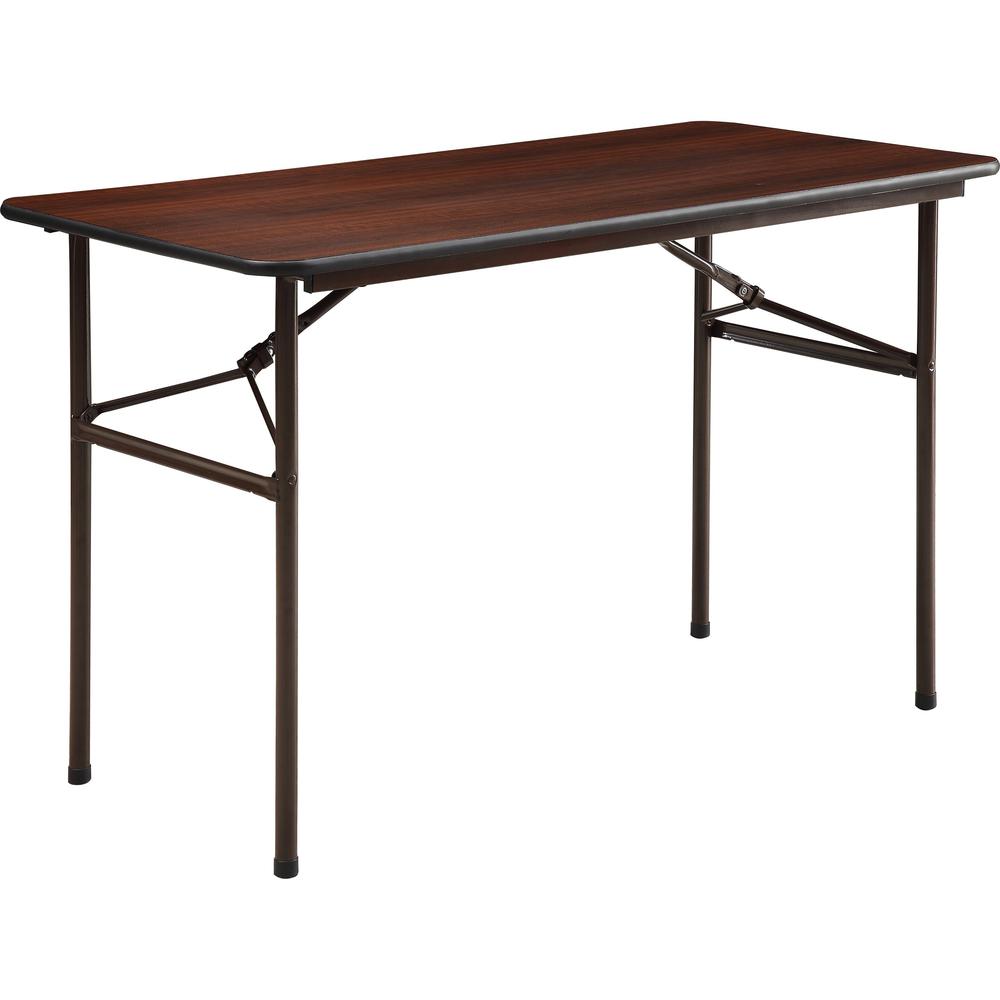 Lorell Economy Folding Table - Melamine Rectangle Top - 48" Table Top Length x 24" Table Top Width x 0.63" Table Top Thickness -