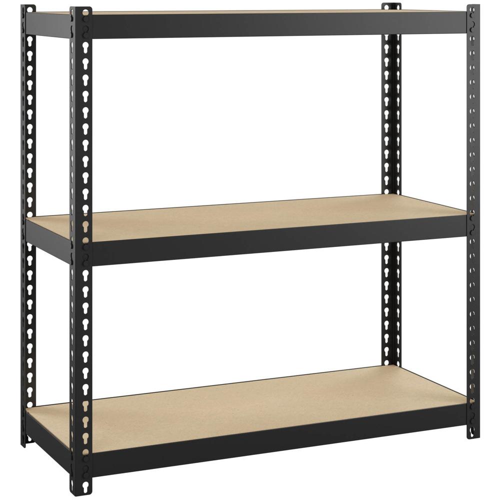 Lorell Narrow Steel Shelving - 30" Height x 30" Width x 12" Depth - 28% Recycled - Black - Steel - 1 Each