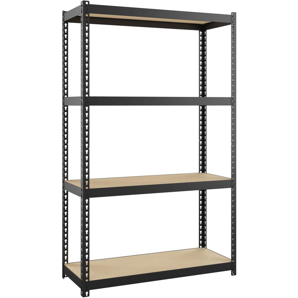 Lorell Narrow Steel Shelving - 48" Height x 30" Width x 12" Depth - 28% Recycled - Black - Steel - 1 Each