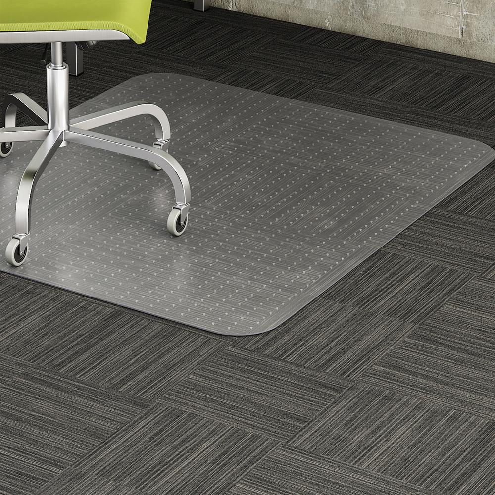 Lorell Low Pile Rectangular Chairmat - Carpeted Floor - 60" Length x 46" Width x 0.12" Thickness - Rectangle - Vinyl - Clear