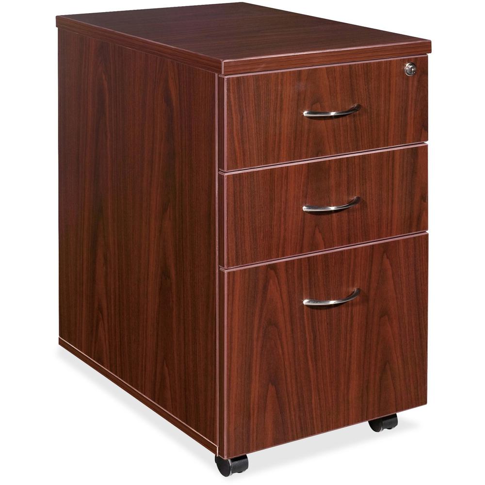 Lorell Essentials Pedestal - 3-Drawer - 15.8" x 22" x 1" x 28.6" - 3 x Box, File Drawer(s) - Finish: Laminate, Mahogany