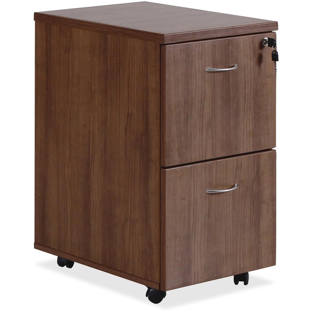 Lorell Essentials Walnut File/File Mobile Pedestal - 15.8" x 22"28.4" Pedestal, 1.5" Caster - 2 x File Drawer(s) - Finish: Lamin