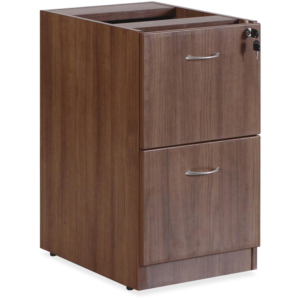 Lorell Essentials Series Walnut Hanging Pedestal - 2-Drawer - 15.5" x 21.9" x 28.5" Pedestal, 3.8" - 2 x File Drawer(s) - Finish