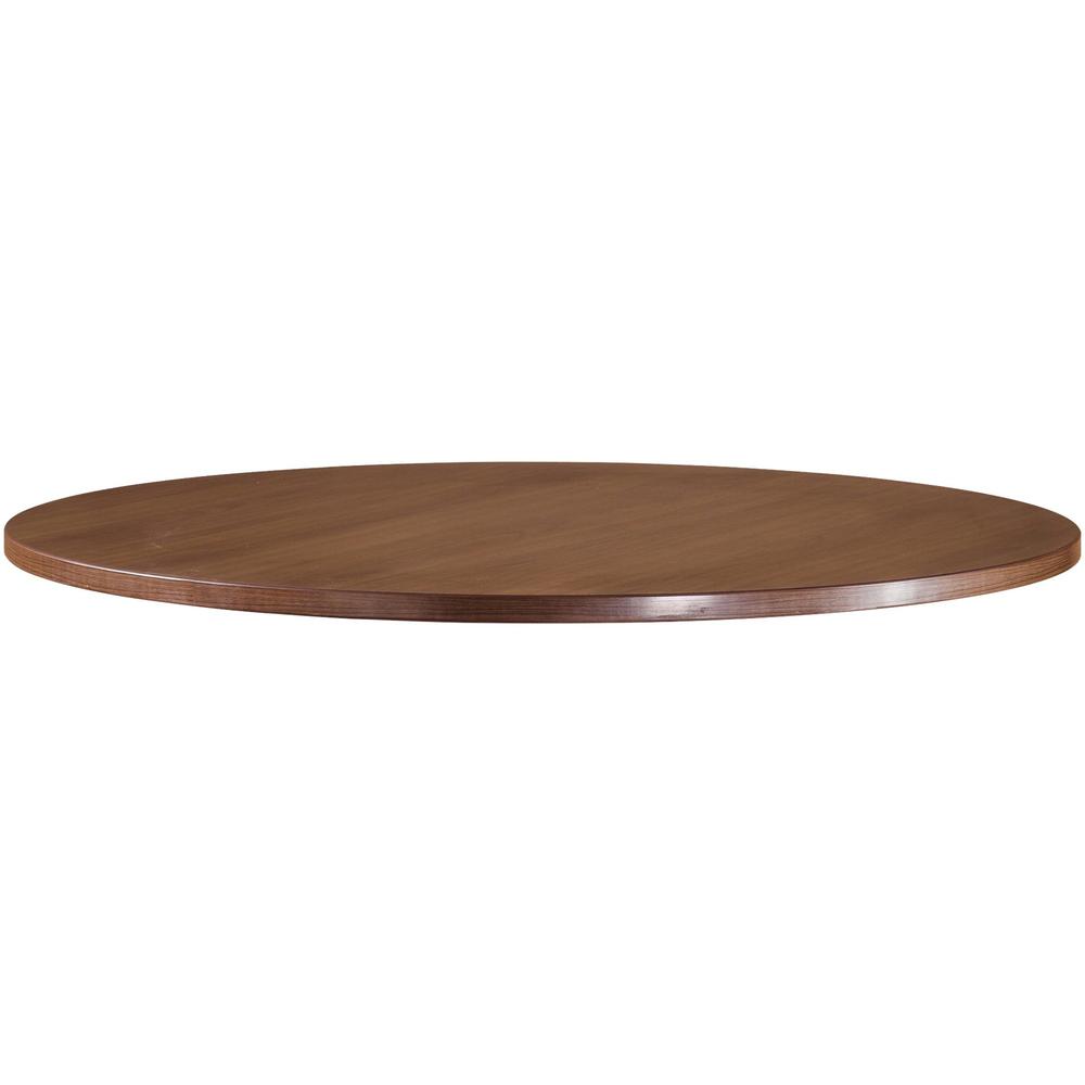 Lorell Essentials Series Walnut Laminate Round Table - 1"42" Table Top, 41.4" x 41.4"1" - Band Edge - Finish: Walnut Laminate