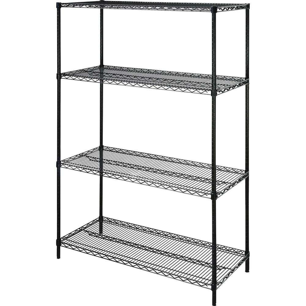 Lorell Starter Shelving Unit - 48" x 18" x 72" - 4 x Shelf(ves) - 4000 lb Load Capacity - Black - Powder Coated - Steel - Assemb