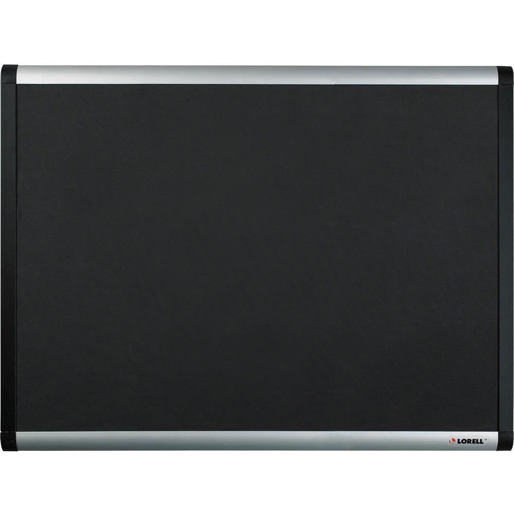 Lorell Black Mesh Fabric Covered Bulletin Boards - 48" Height x 72" Width - Fabric Surface - Black Anodized Aluminum Frame - 1 E