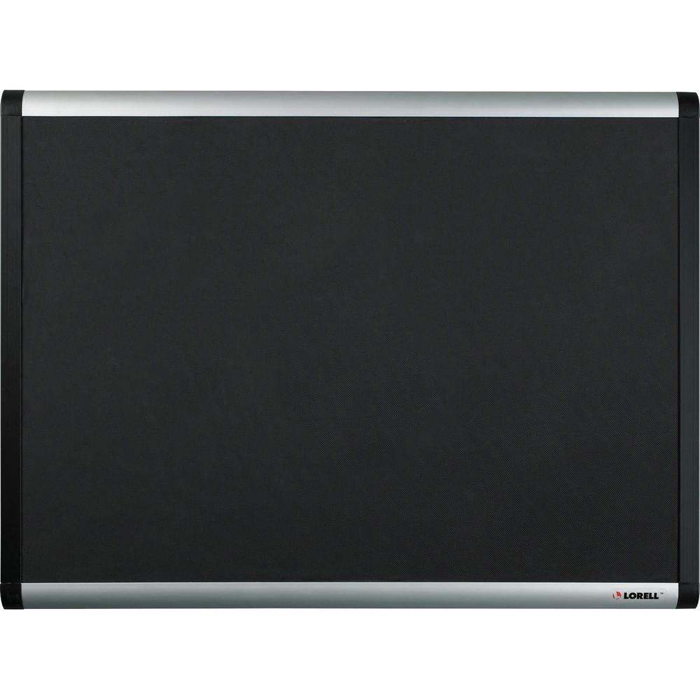 Lorell Black Mesh Fabric Covered Bulletin Boards - 36" Height x 48" Width - Fabric Surface - Black Anodized Aluminum Frame - 1 E