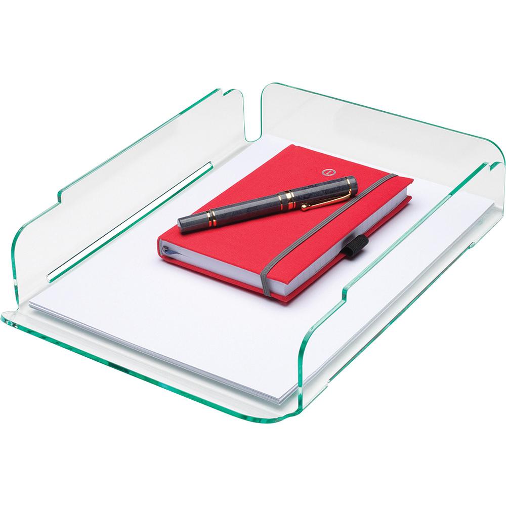 Single Stacking Letter Tray - Desktop - Durable, Lightweight, Non-skid, Stackable - Clear - Acrylic