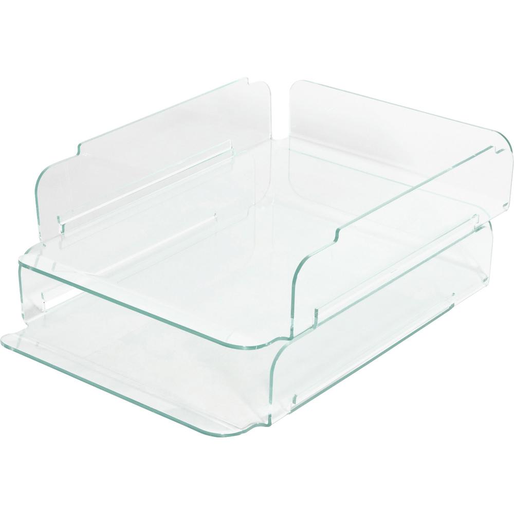 Stacking Letter Trays - Desktop - Durable, Lightweight, Non-skid, Stackable - Clear - Acrylic
