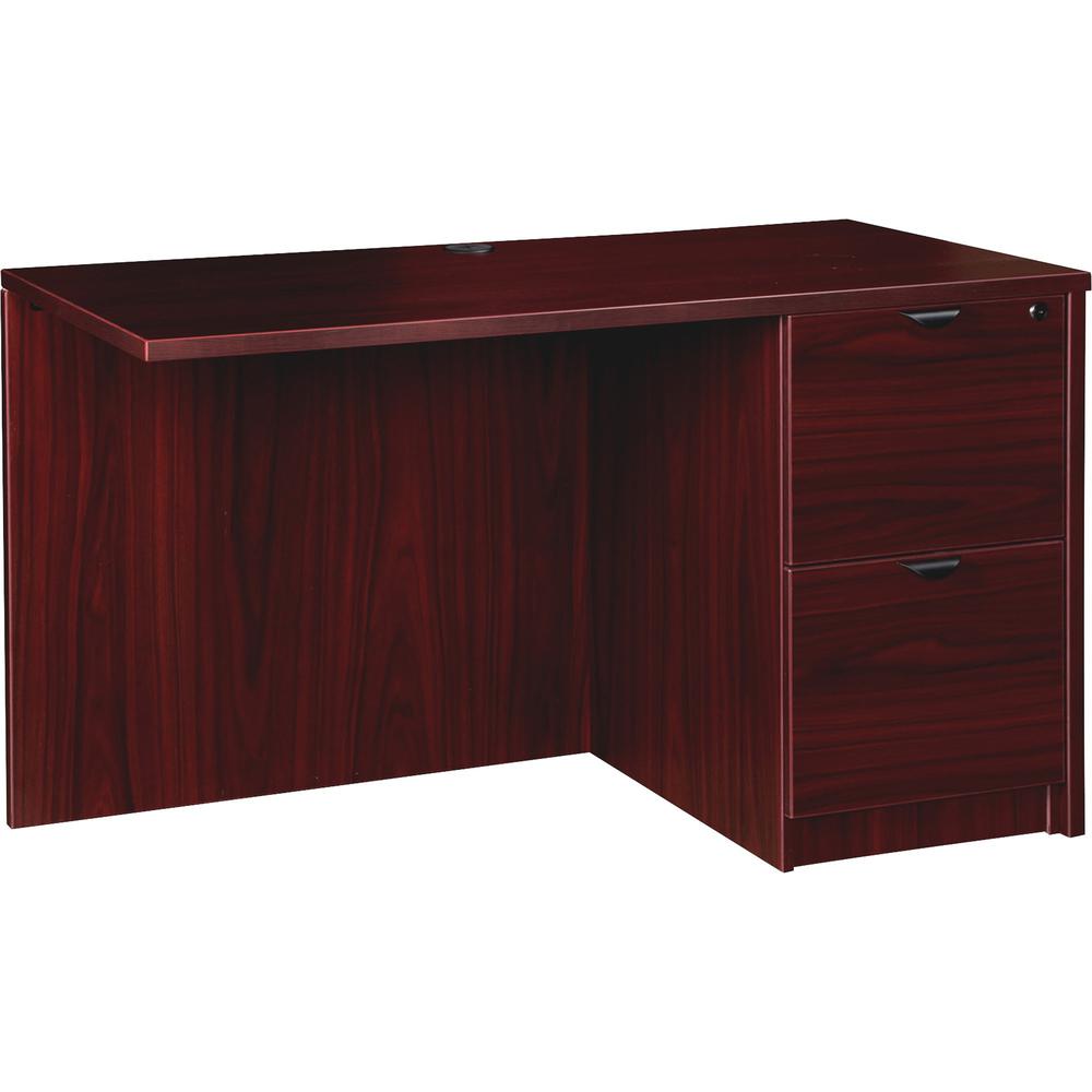 Lorell Prominence 2.0 Mahogany Laminate Right Return - 2-Drawer - 42" x 24"29" , 1" Top - 2 x File Drawer(s) - Band Edge - Mater