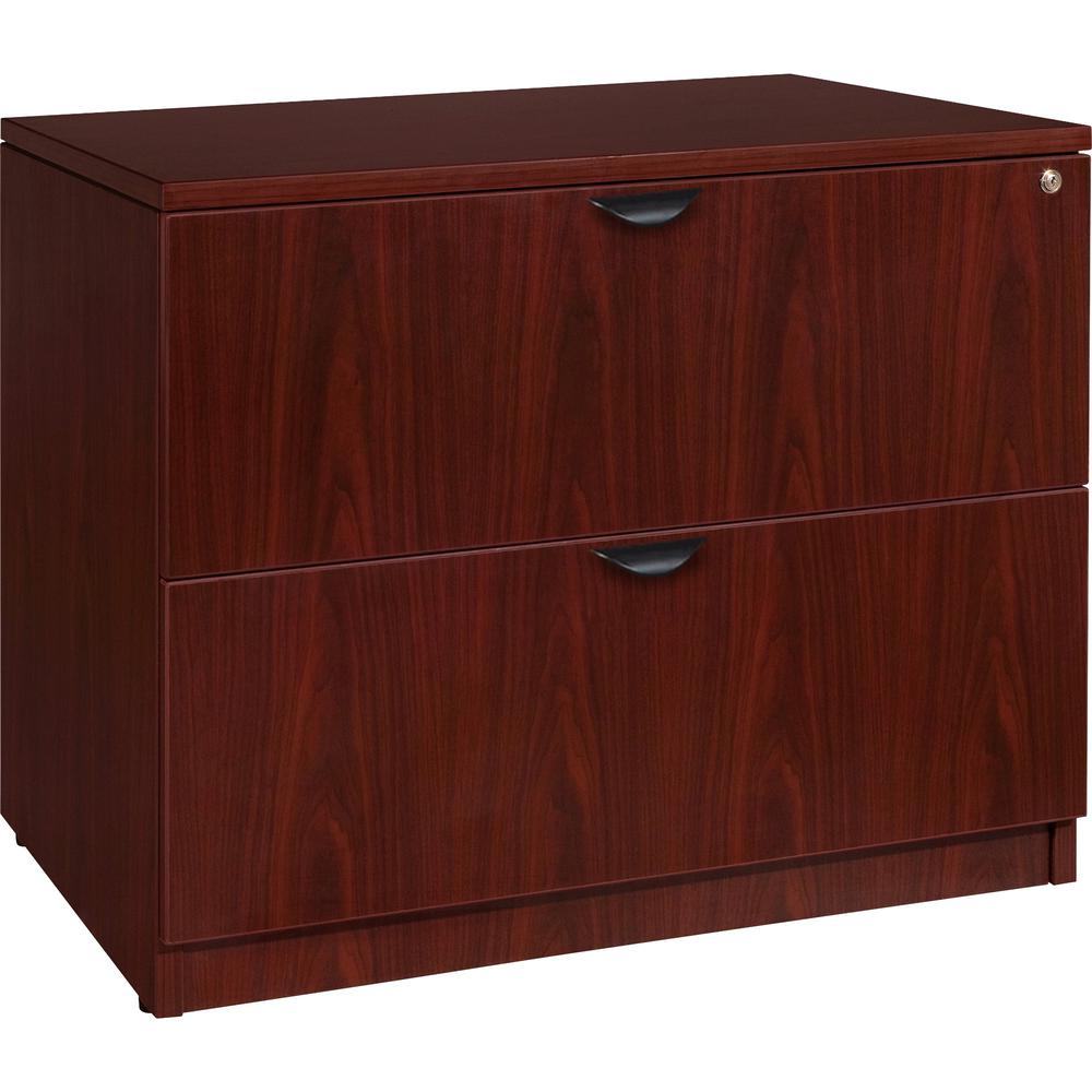 Lorell Prominence 2.0 Mahogany Laminate Lateral File - 2-Drawer - 36" x 22" x 29" - 2 x File Drawer(s) - Band Edge - Material: P