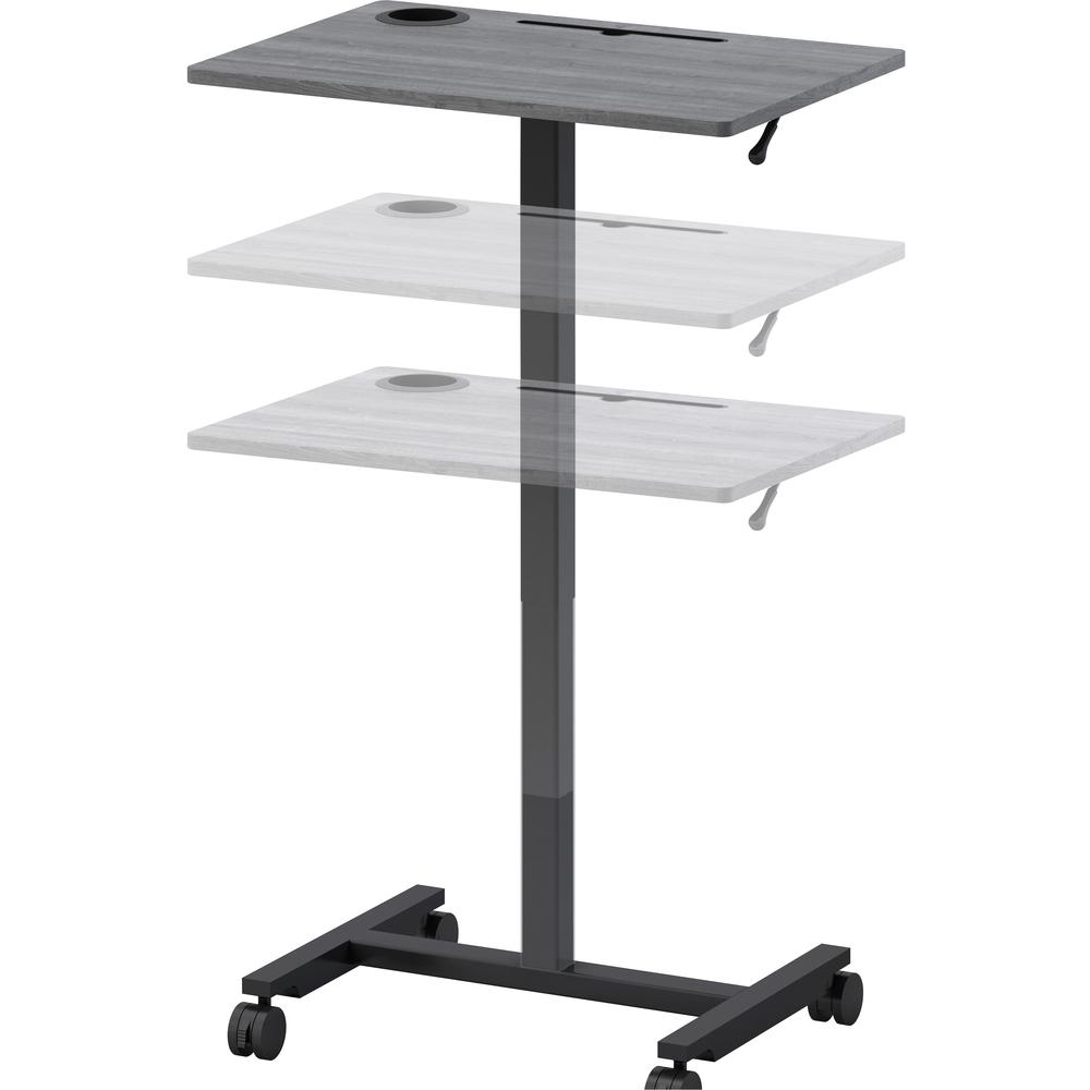 Lorell Height-adjustable Mobile Desk - Weathered Charcoal Laminate Top - Powder Coated Base - 43" Height x 26.63" Width x 19.13"