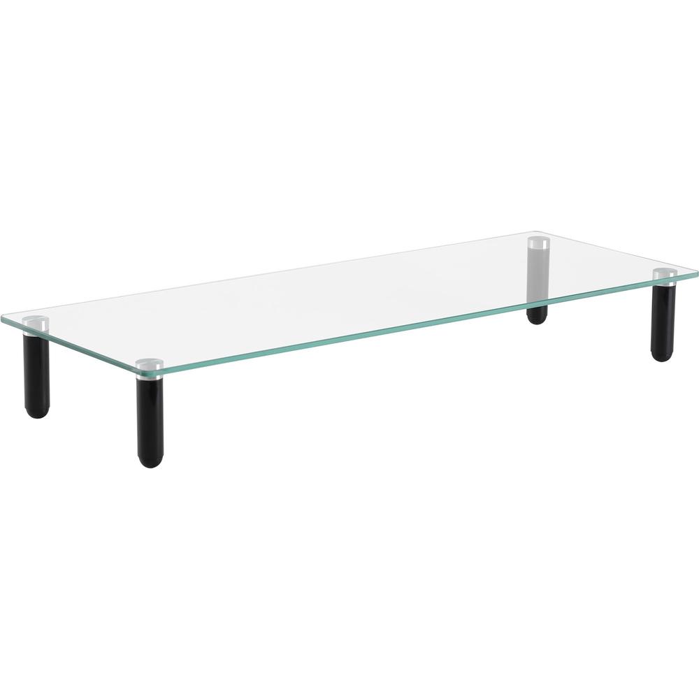 Lorell 4-leg Single Shelf Glass Monitor Stand - 44 lb Load Capacity - 1 x Shelf(ves) - 3" Height x 22" Width x 8.3" Depth - Desk