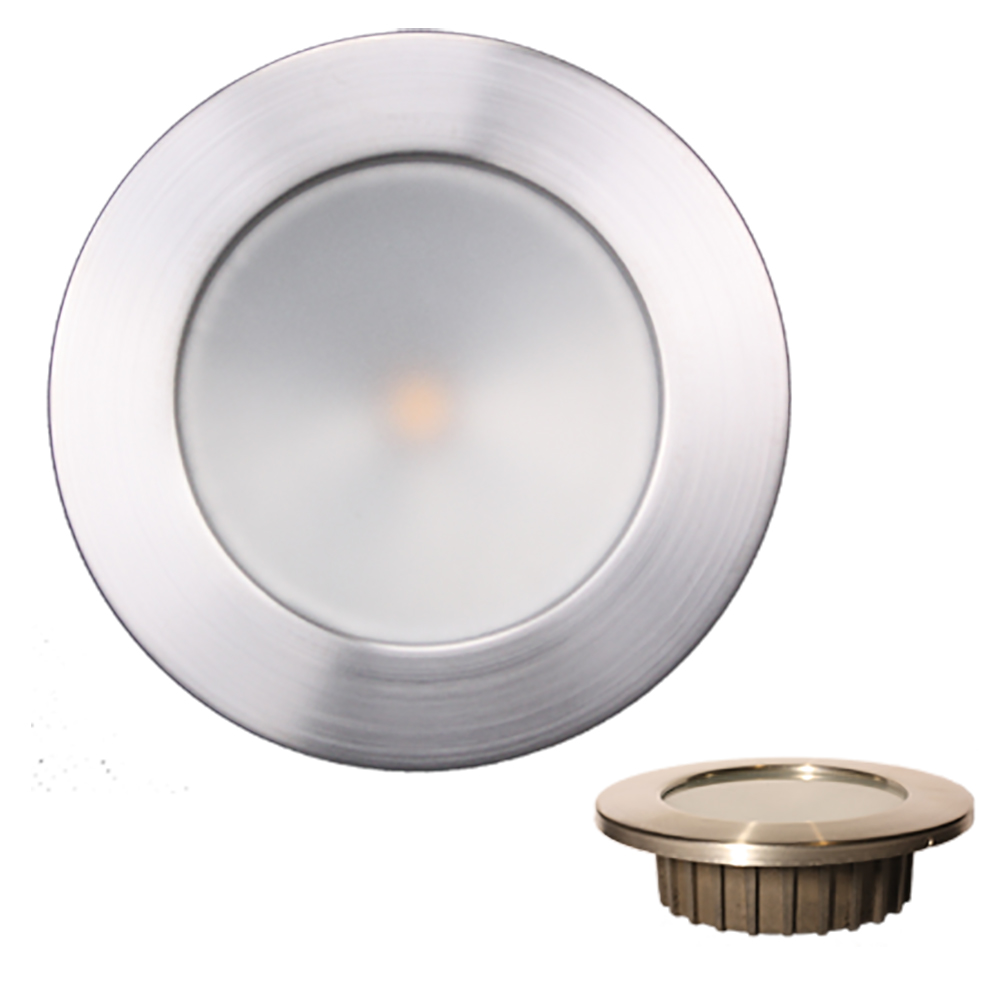 Lunasea “ZERO EMI” Recessed 3.5” LED Light - Warm White, Red w/Brushed Stainless Steel Bezel - 12VDC