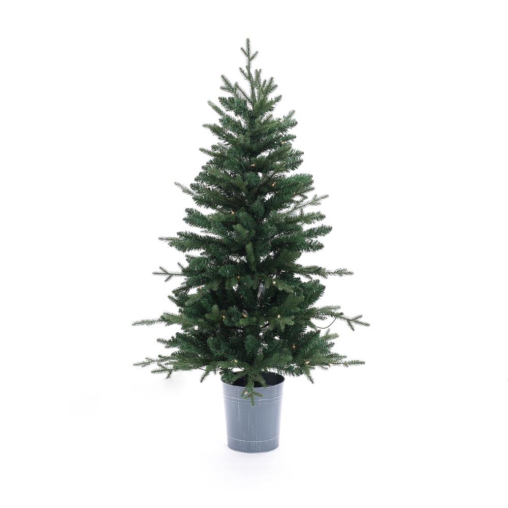 4Ft Pre-Lit LED Artificial Fir Christmas Tree with Metal Pot