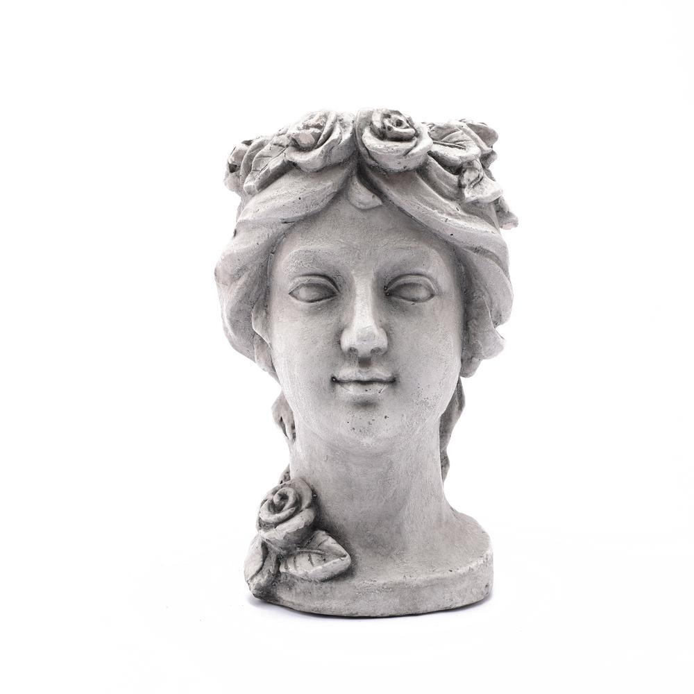 LuxenHome Gray MgO Victorian Rose Lady Head Bust Planter