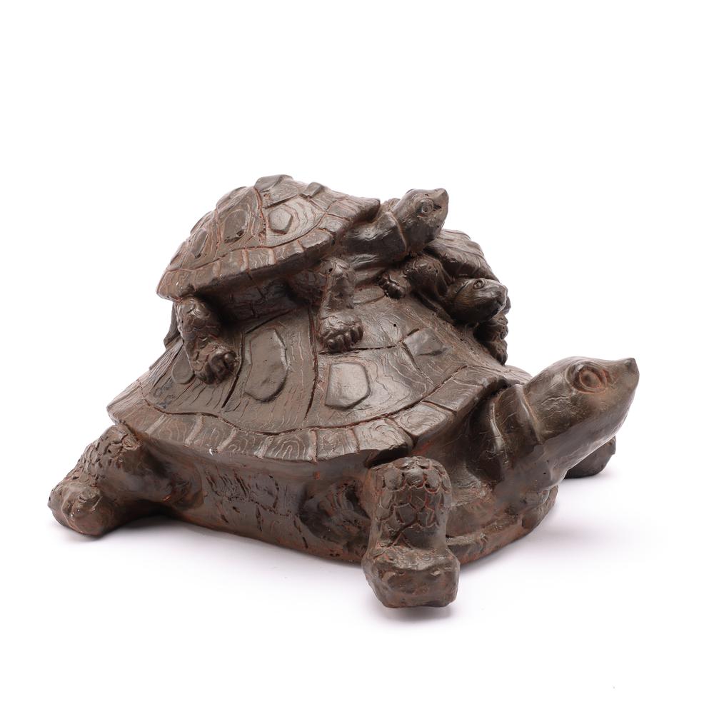 LuxenHome Brown MgO Turtle Garden Statue