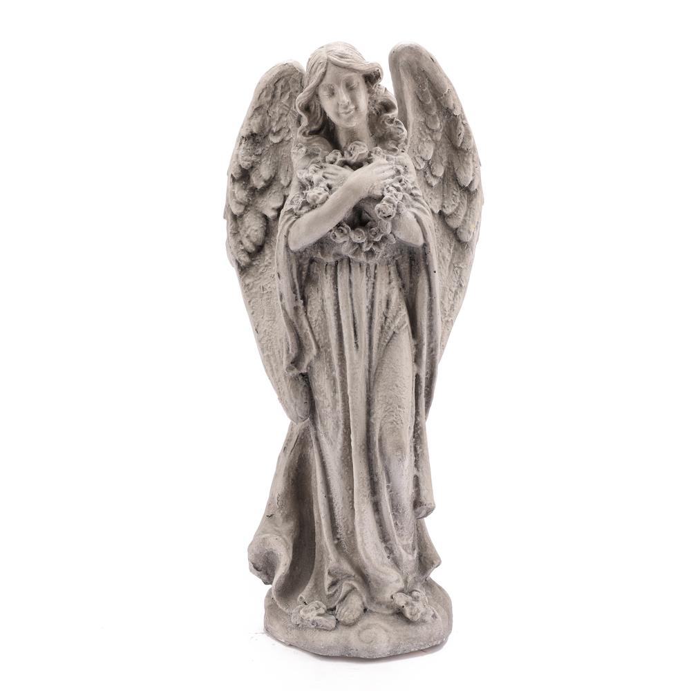 LuxenHome Gray MgO 27in H Angel Garden Statue