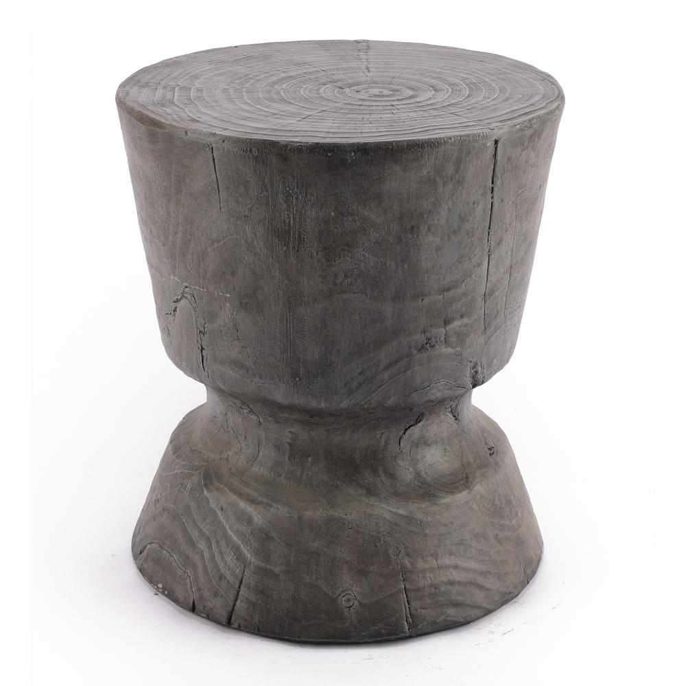 LuxenHome Gray Cement Round Indoor Outdoor Garden Stool and Table